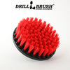 5 inch Diameter Red Stiff Bristled Drill Powered Cleaning Brush with Quarter Inch Quick Change Shaft